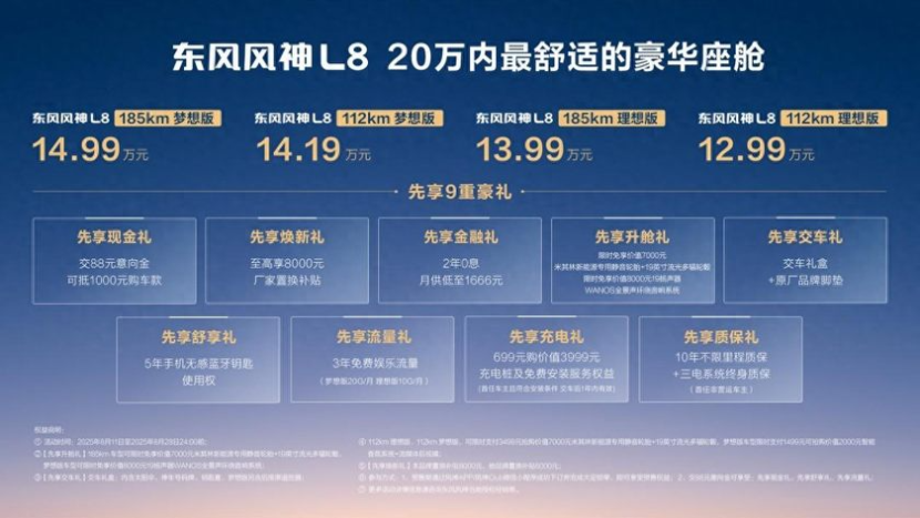 20万内最舒适豪华座舱来了!东风风神L8预售12.99万元起