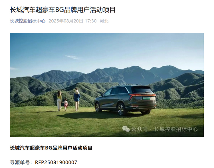 国产豪车阵营再加一,长城汽车超豪华BG品牌要来了